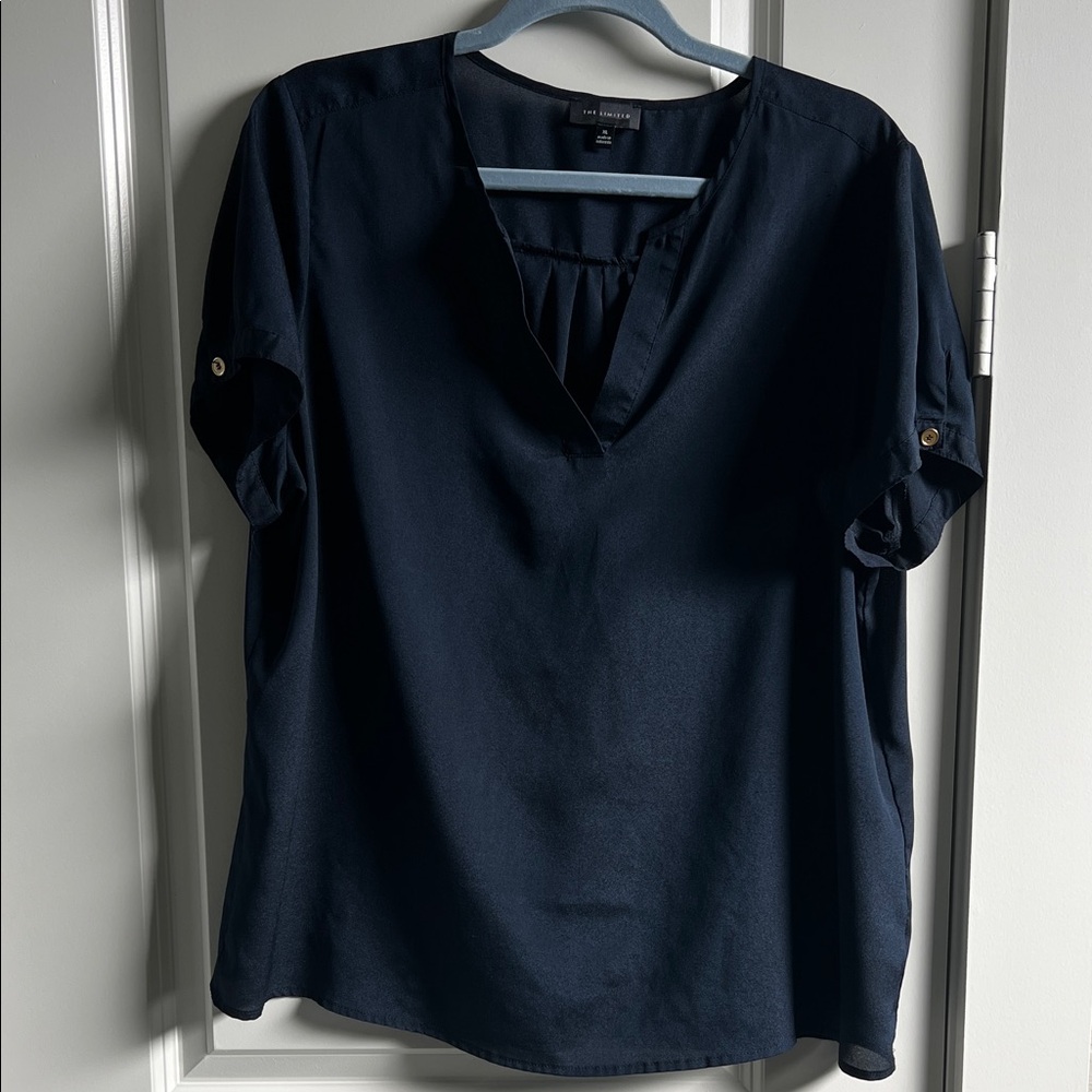 The Limited Navy Blue V Neck Blouse